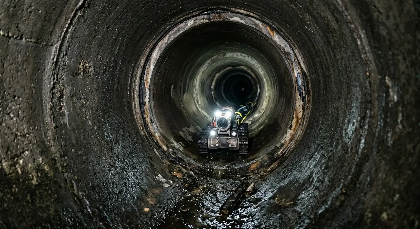 Robotic sewer camera inspecting pipe interior for Drain Snake Service in Rochester Hills
